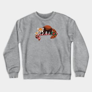 Red Pandas on Candy Cane Crewneck Sweatshirt